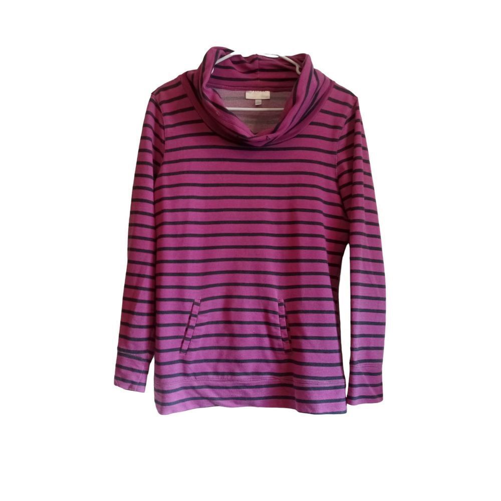 Allison‎ Brittney Women's Pink with Black Stripes Cowl Neck Sweater XL